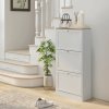 HOMCOM Shoe Cabinet with 3 Flip Drawers, Narrow Shoe Storage Cabinet for 18 Pairs, Freestanding Slim Shoe Rack for Entryway, Hallway