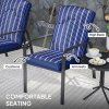 Outsunny 3-Piece Patio Bistro Set, 5-Position Adjustable Recliner Garden Chairs and Tempered Glass Table, Garden Furniture Set with Cushions, High Back, Armrests, Metal Frame for Balcony Patio, Blue