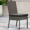 Outsunny 2 Pieces PE Rattan Garden Chairs with Cushion, Patio Wicker Dining Chairs with Backrest for Patio, Deck, Garden, Dark Grey