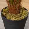 Outsunny 60cm/2FT Artificial Palm Tree Decorative Plant 8 Leaves with Nursery Pot, Fake Tropical Tree for Indoor Outdoor D??cor