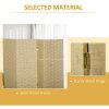 HOMCOM 4-Panel Room Dividers, Wave Fibre Freestanding Folding Privacy Screen Panels, Partition Wall Divider for Indoor Bedroom Office, 170?cm, Brown