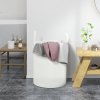 HOMCOM 36L Laundry Hamper, Cotton Rope Laundry Basket with Handles, Collapsible Washing Bin, 38 x 45cm, Cream White