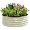Outsunny Galvanised Raised Garden Bed with Safety Edging, Outdoor Raised Planter Box with Gloves and Open Bottom, Metal Raised Bed for Flowers, Vegetables and Herbs, 120 x 120 x 43cm, Cream White