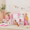AIYAPLAY 7 in 1 Toddler Slide Set with Basketball Hoop, Outdoor & Indoor Frog Theme Playset with Climbing Frame, Telescope, Drawing Board, Storage Box for Toddlers Ages 1-3, Pink
