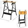 DURHAND 4-in-1 Work Bench, Folding Clamp Table w/ 4 Adjustable Clamping Pegs for DIY Home Garage, Black