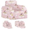 AIYAPLAY Kids Armchair, 2 in 1 Foldable Toddler Chair, Soft Snuggle Sponge Filled Recliner, for Bedroom Playroom Living Room, for Boys & Girls 18 Months to 3 Years - Pink