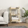 HOMCOM 3-Tier Bamboo Bathroom Storage Shelf, Freestanding Shelving Unit with Adjustable Rack for Kitchen Bathroom Living Room