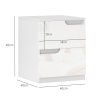 HOMCOM Bedside Table, Bedside Cabinet with 2 Drawers, Modern Side Table with Storage for Bedroom, Living Room, High Gloss White