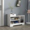 HOMCOM Shoe Storage Bench, Shoe Rack Bench with Seating Cushion, Drawer, 3 Open Compartments and Table Top for Entryway, Hallway