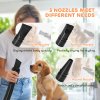 PawHut Dog Hair Dryer, 2200W Pet Grooming Hair Dryer with Adjustable Temperature & Velocity, Professional Low Noise Dog Blaster with 3 Different Nozzles, Black