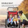 HOMCOM Child Bike Trailer, Baby Bicycle Trailer for 2 Kids with 5 Point Harness, Steel Frame, Reflectors, Safety Flag, Hitch Coupler, Red