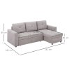 HOMCOM 3 Seater Sofa Bed, L Shaped Pull Out Sofa Bed with Storage, Convertible Click Clack Settee Sectional Sleeper Futon for Living Room, Office