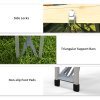 Outsunny Folding Wooden Picnic Table with Seats and Umbrella Hole, Aluminium Frame Portable Camping Table and Chairs Set, for Patio, Yard, Porch and Garden