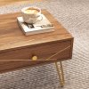 HOMCOM Coffee Table with Storage, Living Room Table with Drawers, Rectangular Tea Table with Steel Base for Home, 100 x 50 x 41 cm, Brown