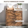 HOMCOM 2 Drawer Narrow Shoe Cabinet, Farmhouse Slim Shoe Storage Cabinet Cupboard with Adjustable Shelves and Barn Door Design for Entryway, Hallway, Rustic Brown