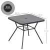 Outsunny 80x80cm Outdoor Dining Table, Faux-marbled Garden Table with Umbrella Hole, Square Patio Table with Steel Frame for Porch, Balcony, Black