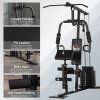 HOMCOM Multi Gym with Weights, Multifunction Home Gym Machine with 45kg Weight Stack, for Lat Pulldown, Leg Extensions, Preacher Bicep Curls, Triceps Pulldowns, Chest Press, Strength Training