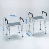 HOMCOM Portable Shower Stool, Non-Slip Shower Chair with Adjustable Height and EVA Cushion, Rust-Free Aluminium Bath Chair for Elderly, Disabled, Light Blue