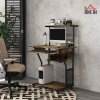 HOMCOM Mobile Computer Desk with Keyboard Tray, Rolling Study Table with Storage Shelves and Wheels, Industrial Writing Desk for Home Office, 80 x 50 x 130cm, Rustic Brown