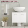 HOMCOM Under Sink Bathroom Cabinet, Freestanding Under Sink Cabinet with Soft-Close Doors and Adjustable Shelf for Basin without or with Pedestal