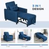 HOMCOM Compact Single Chair Bed, Pull Out Bed, Convertible Sleeper Chair with Adjustable Backrest, Pillow, Side Pockets for Home Office, Bedroom, Living Room