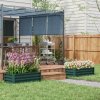 Outsunny Set of 2 Raised Garden Bed, Outdoor Planter Box with Galvanised Steel Frame for Growing Vegetables, Flowers and Herbs, 110 x 50 x 30cm, Green