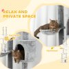PawHut Floor to Ceiling Cat Tree, 225-255cm Height Adjustable Large Cat Tower 6 Levels Activity Centre for Indoor Cats with Cat Scratching Posts Ramp, Condo Hammock, Play Balls - Grey