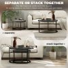 HOMCOM Round Nesting Coffee Table Set of 2, Large Stacking End Side Table with Steel Frame for Living Room, Bedroom, Home Office, 78.5 x 78.5 x 46.5 cm, Black