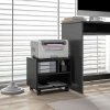 HOMCOM 2-Tier Printer Stand with Storage, Under Desk Printer Cart on Wheels with 3 Compartments, Desktop Printer Table for Home Office, Black