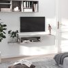 HOMCOM Floating TV Unit, Wall Mounted TV Stand with Open Shelf and 2 Cable Holes, Entertainment Unit for Living Room