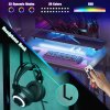 HOMCOM L Shaped Gaming Desk with LED Lights, Power Outlet, USB Charging Ports, 107cm Reversible Corner Computer Desk with Storage Shelves, Monitor Stand for Home Office, Small Space, Black