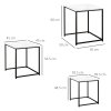 HOMCOM Nesting Tables Set of 3, Side End Table with Faux Marble Effect Top and Steel Legs for Living Room, Bedroom, White