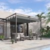 Outsunny 3 x 2m Metal Outdoor Pergola with Retractable Roof, Outdoor Gazebo Canopy Shelter with Drainage Holes for Garden, Patio, Lawn, Grey