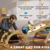 AIYAPLAY Toddler Climbing Frame, 5 In 1 Wooden Indoor Climbing Frame with Ramp, Arch, Foldable Pikler Triangle Set for Kids 18-48 Months, Multicoloured