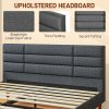 HOMCOM 5ft King Bed Frame with Underbed Storage, Upholstered Platform Bed Frame with Tufted Headboard and Wood Slat Support, No Box Spring Needed, Easy Assembly, Grey