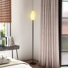 HOMCOM Floor Lamp for Living Room, 3D Printed Modern Standing Lamp with Flowing Curved Shade & Foot Switch, Minimalist Tall Pole Lampshade for Bedroom, Office, E27 Holder without Bulb (25W Max), White