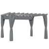 Outsunny 3.6 x 3(m) Outdoor Pergola with Retractable Roof and Curtains, Garden Gazebo Canopy Sun Shade Shelter with Aluminum Frame, Dark Grey