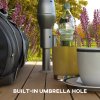 Outsunny Folding Wooden Picnic Table with Seats and Umbrella Hole, Aluminium Frame Portable Camping Table and Chairs Set, for Patio, Yard, Porch and Garden