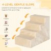 PawHut Dog Steps for Sofa, 4 Steps Dog Stairs, Pet Stairs, with Washable Plush Cover, for Small Breeds, Cats - Beige
