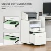 Vinsetto Mobile File Cabinet Lockable Storage Unit Cupboard for A4 Letter Home Filing Furniture for Office, Bedroom and Living Room, 39x40x65cm, White