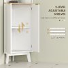 HOMCOM Tall Bathroom Storage Cabinet, Slim Bathroom Storage Unit with Doors and Adjustable Shelves, Freestanding Bathroom Cabinet with Curved Profile Design, White