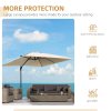 Outsunny 2.7 x 2.7 m Cantilever Parasol, Square Overhanging Umbrella with Cross Base, Crank Handle, Tilt, 360 Rotation and Aluminium Frame, Cream White