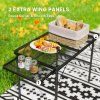 Outsunny Folding Grill Table, 4.5ft Portable Camping Table with 2 Wing Panels, Height Adjustable Metal Picnic Table for Camping, Picnic and BBQ, Black