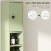 kleankin 180cm Tall Bathroom Cabinet, Slim Bathroom Storage Cabinet with 4 Open Shelves, 2 Door Cupboards and Adjustable Shelves, Green
