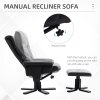 HOMCOM Recliner Chair With Footstool, Swivel Lounge Armchair, 135° Reclining Chair With Soft Padded Seat and Armrest For Living Room, Bedroom, Grey