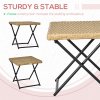 Outsunny Folding Rattan Garden Coffee Table, Small Square Outdoor Bistro Side Table with Rattan Top for Patio, Balcony, Porch, 40 x 40 x 40 cm, Natural