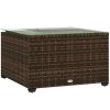 Outsunny Outdoor Coffee Table, PE Rattan Side Table with Tempered Glass Top, Wicker Square Garden Coffee Table End Table with Steel Frame for Patio, Balcony, 60 x 62 x 38cm, Brown