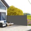 Outsunny Retractable Side Awning, Garden Privacy Screen Divider, Full Cassette Wind Breaker for Hot Tub, Balcony, Terrace, Pool, 400 x 180cm, Dark Grey