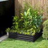 Outsunny 432L Square Raised Garden Bed Box with Weatherized Steel Frame for Vegetables, Flowers and Herbs, 120 x 120 x 30cm, Grey
