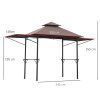 Outsunny 2.4 x 1.5 m (8' x 5') Grill Gazebo Canopy with Extendable Side Awnings, Outdoor BBQ Gazebo Shelter with 2 Side Shelves for Garden, Patio